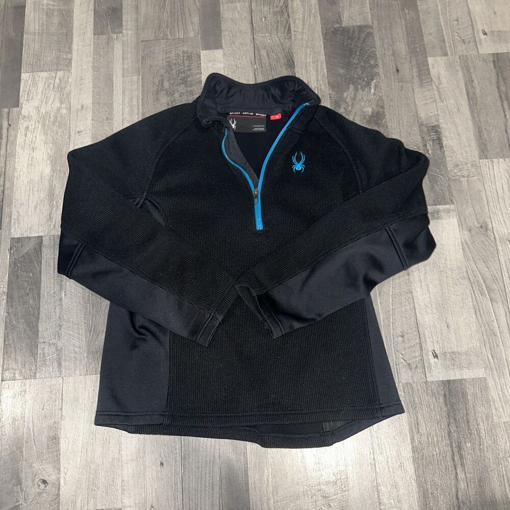 Mens Spyder Quarter Zip Pullover Lined Blue/Black M